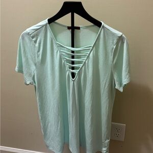Women Day-trip Strappy Double V-Neck Top size Large mint green